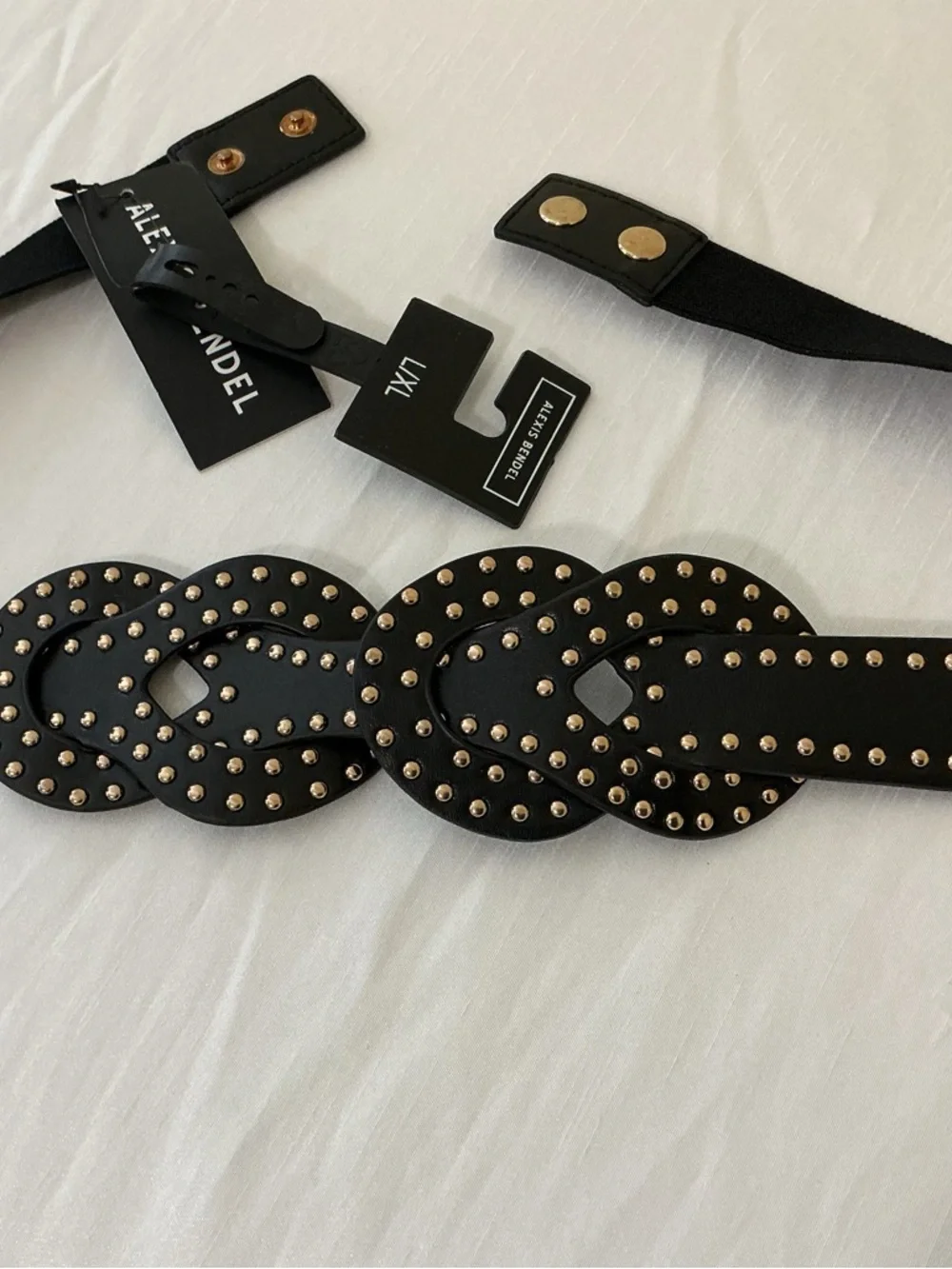 Chic Black and Gold Studded Retro Stretch Women's Belt